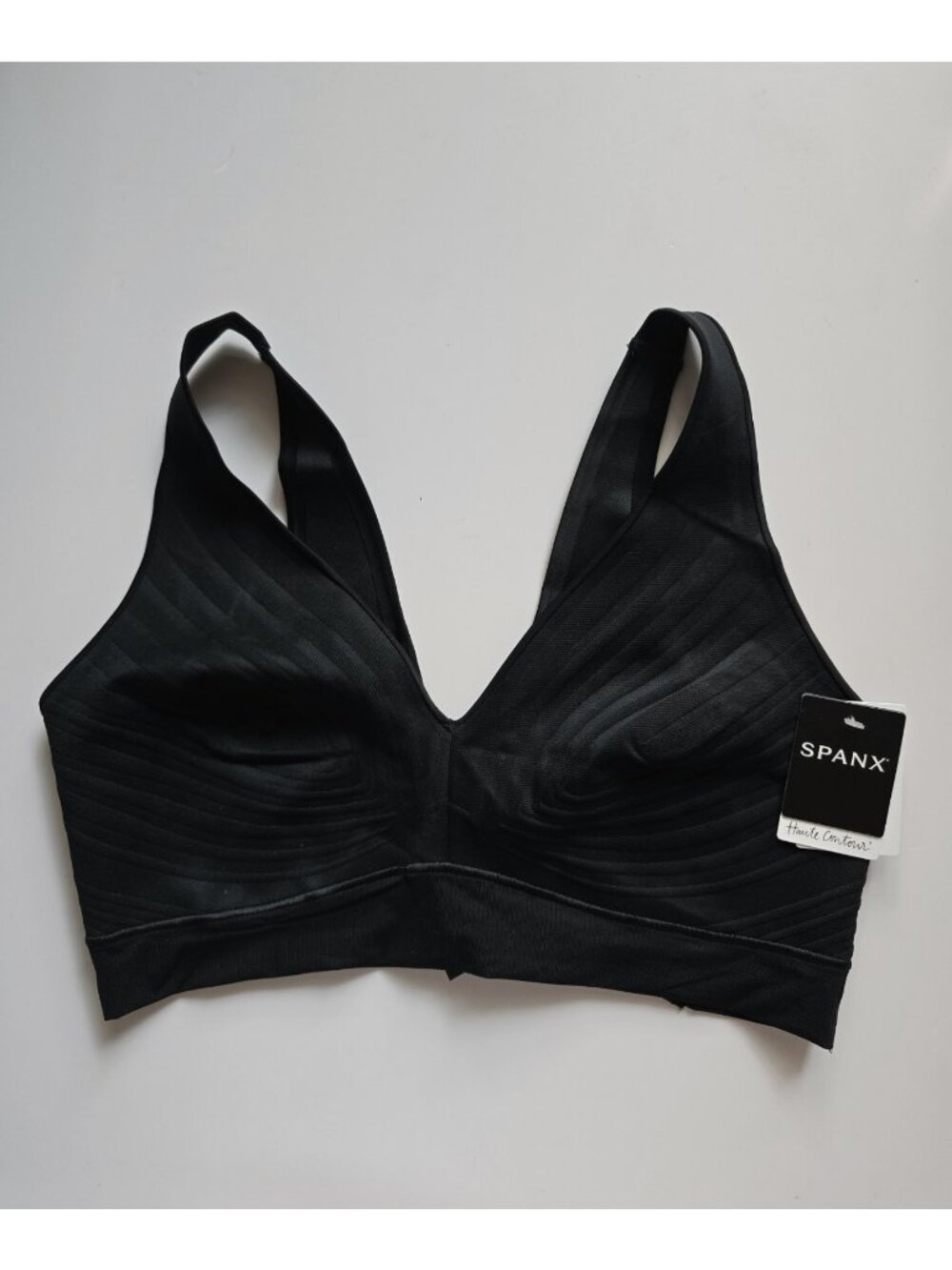 Spanx Haute Contour Wireless Black Unlined Bra L Large Unpadded Pullover V-neck - Picture 8 of 8